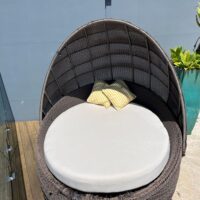 round outdoor cushions in Sunbrella fabric
